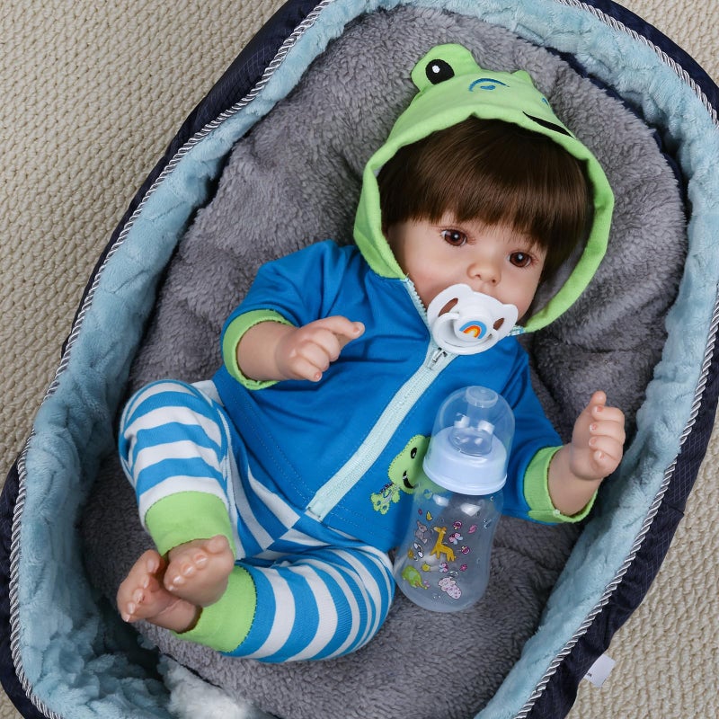 CHAREX Lifelike Reborn Baby Dolls Boy - 18 Inch Baby Toddler Soft Body Realistic Newborn Baby Doll Real Life Baby Dolls Toy Gift with Accessories for Kids Age 3+ - Image 4